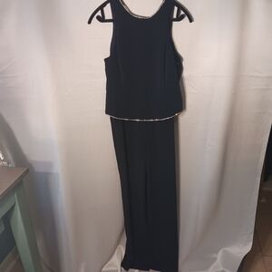 Jones New York Black Embellished Wide Leg Jumpsuit Size 12